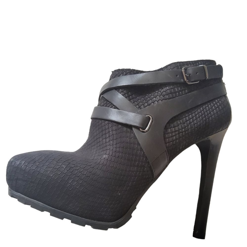 Guess Stiletto Suede Leather Platform Ankle Boots Booties Size 7 Black New